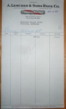 Vintage A. Leschen &amp; Sons Rope Co. St. Louis MO Invoice 1950 - £3.18 GBP