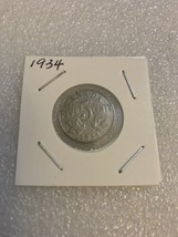 1934 Canada 5 Cents Nickel King George V  Canadian Coin - $1.70