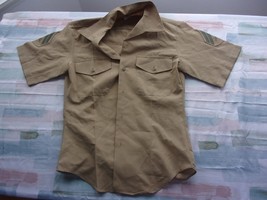 Marine Corp. Men&#39;s Size 15 Khaki Uniform Short Sleeve Button Up Shirt W Patches - £16.10 GBP