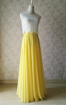 YELLOW Chiffon Maxi Skirt Outfit Plus Size Summer Wedding Chiffon Skirt image 6