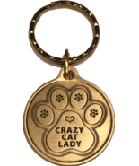 Crazy Cat Lady - A True Friend Dog Pet Keychain Bronze RecoveryChip Design - £5.18 GBP