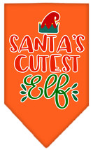 Santa&#39;s Cutest Elf Screen Print Bandana Orange Size Large - £9.11 GBP