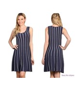 M-Rena Vertical Multi Stripe Knit Sleeveless Dress One Size - £15.94 GBP