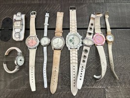 Lot of 9 White Color Silver and Gold Toned Watches Guess Estate Finds EG - $9.89