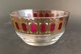 Vintage Culver Majorca, Cranberry Red &amp; Gold, 4&quot; Glass Replacement Dip Bowl - £12.69 GBP