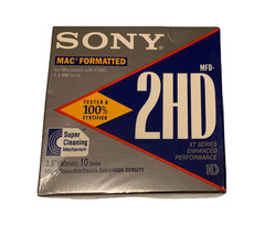 Sealed 10-Pack Sony 3.5&quot; Micro Floppy Disks - MFD-2HD- Mac Formatted - £19.54 GBP