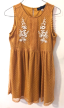 Blue Rain mustard yellow floral embroider lace sleeveless dress women&#39;s MEDIUM - $6.71