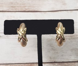 Vintage Napier Clip On Earrings - Gold Tone Hoops Style with Kiss Detail - £12.54 GBP