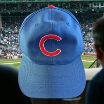 Vintage MLB Chicago Cubs Hat Blue Snap Back Baseball Cap Outdoor Cap Co Autograp - £8.12 GBP