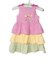 B.T. Kids Tiered Gingham Check Dress Toddler Girls Size 4T Beach Embroid... - $12.34