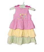 B.T. Kids Tiered Gingham Check Dress Toddler Girls Size 4T Beach Embroid... - £9.71 GBP