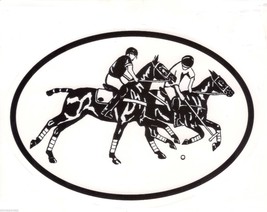 Polo Players Decal - Equine Horse Discipline Oval Vinyl Black &amp; White St... - $4.00
