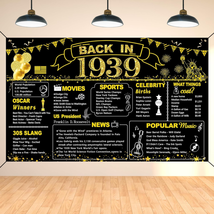 85Th Birthday Black Gold Party Decoration, Back in 1939 Banner 85 Year Old Birth - £19.90 GBP