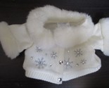 Build A Bear Workshop Cream Ivory Knit Sweater Snowflake Design Furry Trim - $17.81