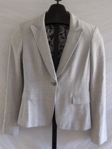 Elie Tahari Blue 1 Button Blazer Jacket Misses Size 2 Cotton Blend Pick Stitch - £37.57 GBP