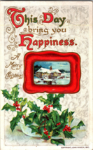 Vtg John Winsch Postcard Christmas Greetings, Water Mill Winter Scene, Hollies - £5.05 GBP
