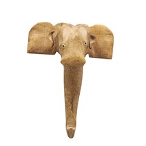 Elephant Head Rustic Coat Wall Hanger Hand Carved Wood Folk Art Africa J... - $7.50