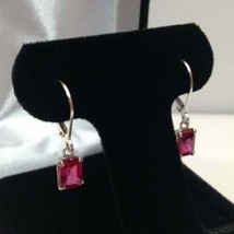925 Sterling Silver Natural Certified Handmade 10 Ct Ruby stone Antique Earrings - £30.98 GBP