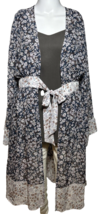 GB Topper Kimono Wrap Cardigan Women&#39;s Small Blue Floral Bohemian Cottage Core - £14.58 GBP