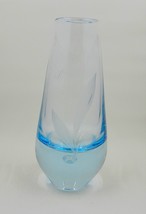Randsfjord Handblown Glass Etched Bluebell Crystal Vase Controlled Bubble Base - £19.97 GBP