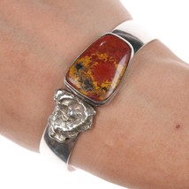 6.5&quot; Vintage Southwestern Sterling Jasper cuff bracelet - £129.36 GBP