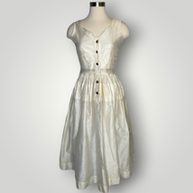 Vintage 1950s Dress Button Front Ivory Shirt Dress Tailored Juniors Shee... - £57.93 GBP