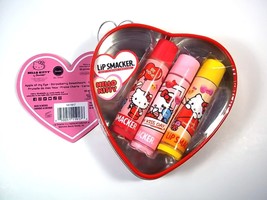 Lip Smacker Hello Kitty lip balm 3 pack in Heart tin Apple Strawberry NEW - £10.16 GBP