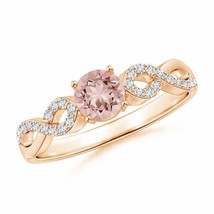 ANGARA Solitaire Round Morganite Infinity Ring with Diamond Accents - £593.84 GBP