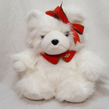 Christmas Girl Teddy Bear Plush Stuffed 1987 15&quot; Dayton Hudson MB White ... - $47.89