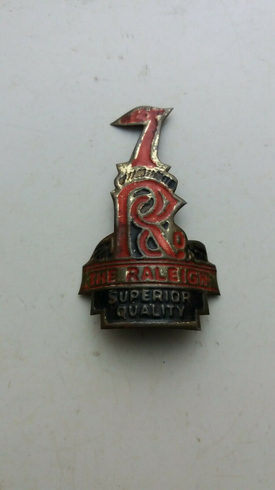 Primary image for The Raleigh red color head badge emblem for Raleigh bicycle NOS