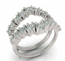 2.81CT Redondo Imitación Diamante 14K Bañado en Oro Blanco Envolvente Boda Ring - £88.87 GBP