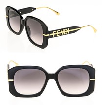 Fendi Fendigraphy Hobo Logo 40065 Black Gold Fashion Square Sunglasses FE40065I - £457.33 GBP