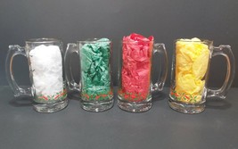 Set Of 4 Vtg Arby&#39;s Holly &amp; Ribbon Libbey Glass Mugs Christmas - £17.48 GBP
