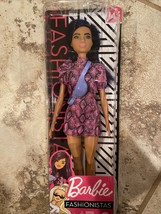Barbie Fashionistas Doll with Blue Hair Wearing Pink &amp; Black Dress, #143 - £12.65 GBP