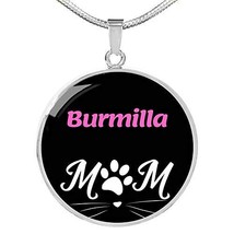 Burmilla Cat Mom Necklace Circle Pendant Stainless Steel Or 18k Gold 18-22&quot; - £36.13 GBP