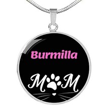 Burmilla Cat Mom Necklace Circle Pendant Stainless Steel Or 18k Gold 18-22&quot; - $44.50