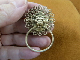 (E-343) Lion head doorknocker filigree Eyeglass pin pendant ID badge holder - £15.68 GBP