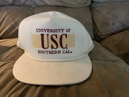 Vintage USC Trojans Snapback  Adjustable White Hat Cap - £46.52 GBP