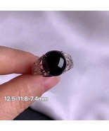 Customized Type A Myanmar Icy Black Jadeite Jade Ring 925 Sliver Holder  - $262.10 CAD