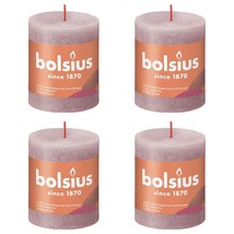 Bolsius Rustic Pillar Candles Shine 4 pcs 80x68 mm Ash Rose - £13.31 GBP