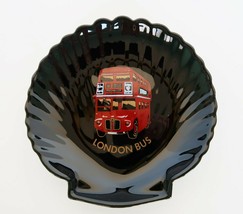 Unique vintage black glass shell shaped London Bus trinket dish - £11.85 GBP