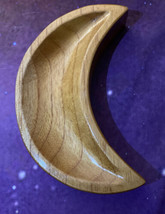 Wood Carved Moon Shaped Tray For Crystal Stones  #1  6”H x 2.5” W x 1” deep - £8.95 GBP