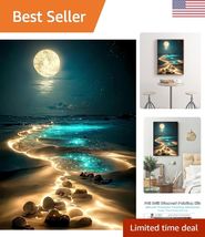 Moonlight Beach Diamond Painting Kits for Adults, 5D Seaside Moon Diamon... - $13.30