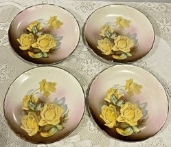 Dessert Plates Dishes Yellow Roses 6 3/4&quot; VTG  Plate Dish Decorative Wal... - $14.80