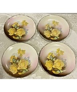 Dessert Plates Dishes Yellow Roses 6 3/4&quot; VTG  Plate Dish Decorative Wal... - £11.69 GBP