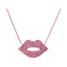 Diana M Jewels 0.60 Cts Rubies Pave Lips Necklace Size One Size - $10,006.69 MXN