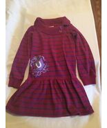 Winter Size 8 American Girl dress sweater stripe long sleeve purple  - $17.79