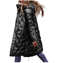 Hooded Down Women&#39;s Parka Fashion Temperament Mid-length Jacket Coat Bright Embr - £91.58 GBP