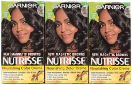 3 Garnier Nutrisse 31 Darkest Ash Brown Triple Nourishment Permanent Haircolor - £23.58 GBP