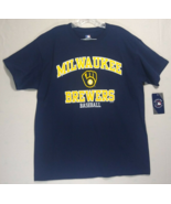 Men&#39;s Adult Navy MLB Milwaukee Brewers T-Shirt 100% Cotton Size Large - £14.14 GBP
